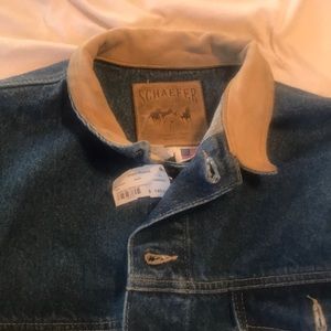 Schaefer Denim Jacket w/Leather Collar